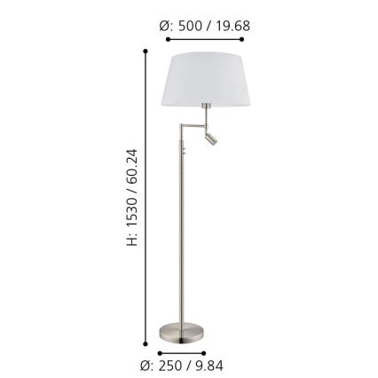 Eglo - Podna lampa 1xE27/60W + 1xLED/2,1W