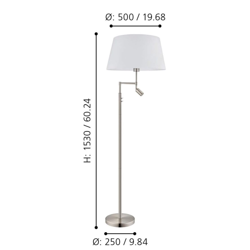 Eglo - Podna lampa 1xE27/60W + 1xLED/2,1W