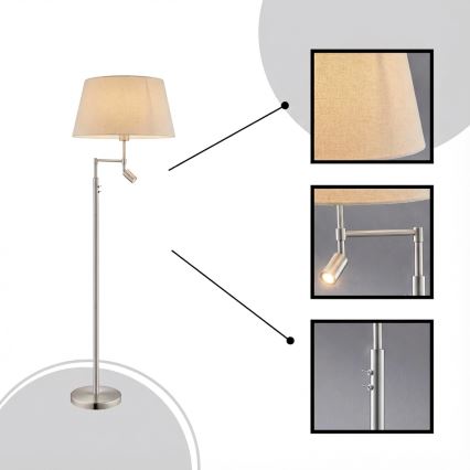 Eglo - Podna lampa 1xE27/60W + LED/2,1W