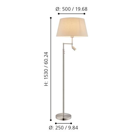Eglo - Podna lampa 1xE27/60W + LED/2,1W