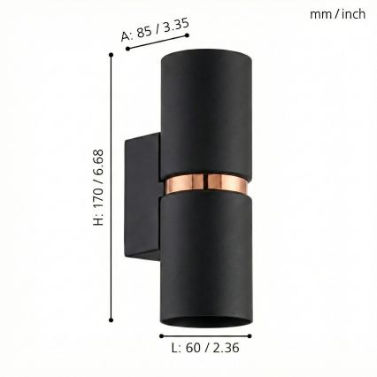 Eglo 95371 - LED zidna svjetiljka PASSA 2xGU10-LED/4W/230V