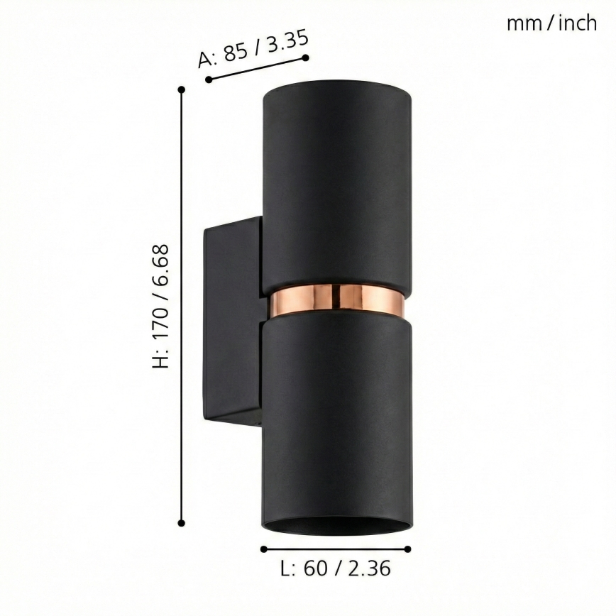 Eglo 95371 - LED zidna svjetiljka PASSA 2xGU10-LED/4W/230V