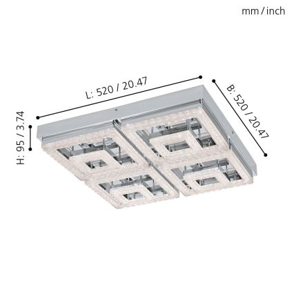 Eglo - LED Kristalna stropna svjetiljka LED/48W/230V