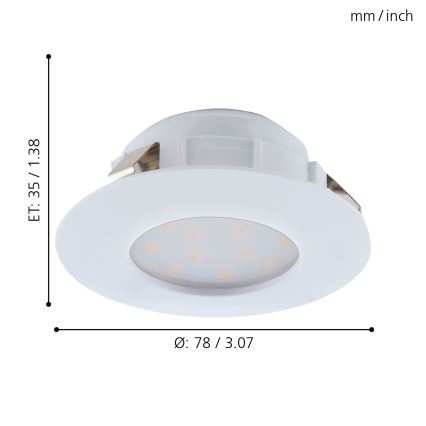 Eglo - SET 3x LED Ugradbena svjetiljka za kupaonicu PINEDA 1xLED/4,9W/230V IP44