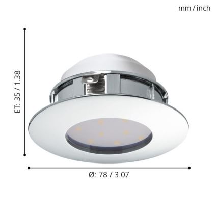 Eglo - SET 3x LED ugradna svjetiljka PINEDA 1xLED/4,9W/230V
