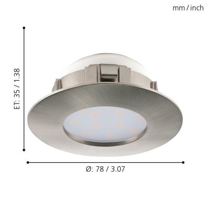 Eglo - SET 3x LED ugradna svjetiljka PINEDA 1xLED/4,9W/230V