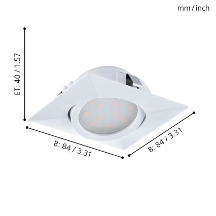 Eglo - SET 3x LED ugradna svjetiljka PINEDA 1xLED/4,9W/230V