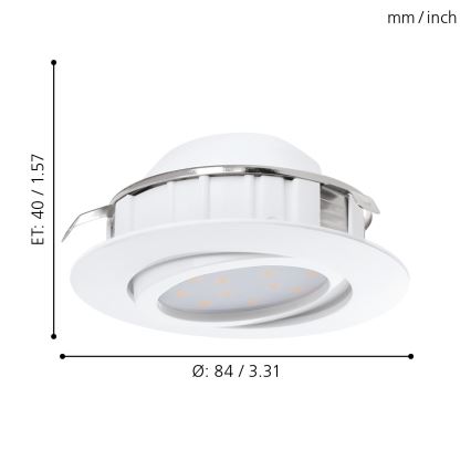 Eglo - SET 3x LED Prigušiva ugradbena svjetiljka PINEDA 1xLED/5,5W/230V