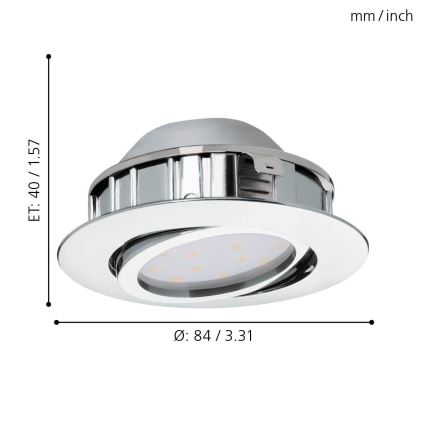 Eglo - Komplet 3x prigušivih LED ugradnih svjetiljki PINEDA LED/5,5W/230V