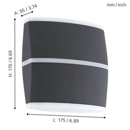 Eglo - LED Vanjska zidna svjetiljka 2xLED/6W IP44