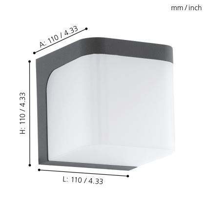 Eglo - LED Vanjska zidna svjetiljka LED/4,9W/230V IP44