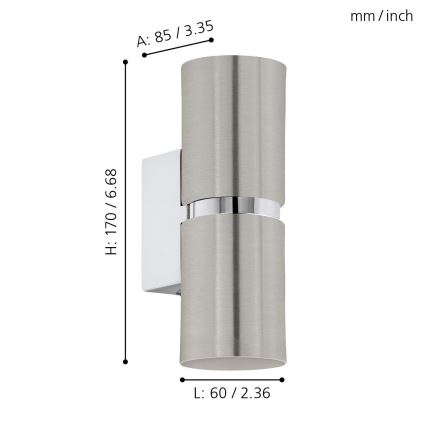 Eglo - LED Zidna svjetiljka 2xGU10/3.3W/230V okruglo