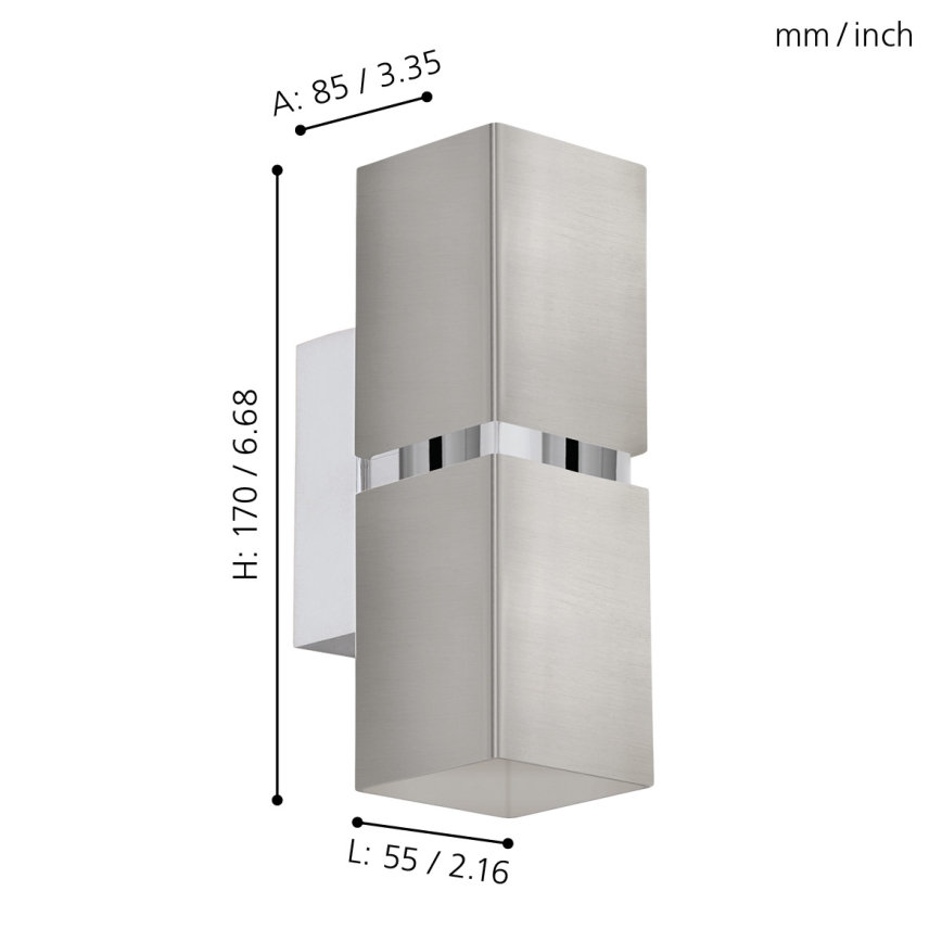 Eglo 96264 - LED zidna svjetiljka PASSA 2xGU10/2,8W/230V kvadratna