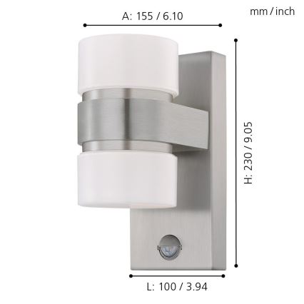 Eglo - LED Vanjska zidna svjetiljka sa senzorom 2xLED/6W IP44