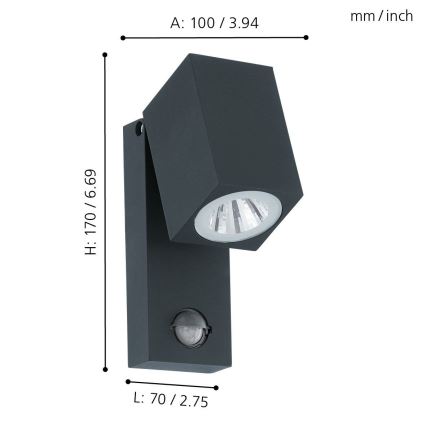 Eglo - LED vanjska zidna svjetiljka sa senzorom LED/5W/230V IP44