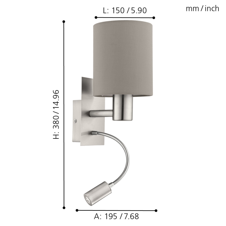 Eglo - LED Fleksibilna svjetiljka 1xE27/40W+LED/3,8W taupe