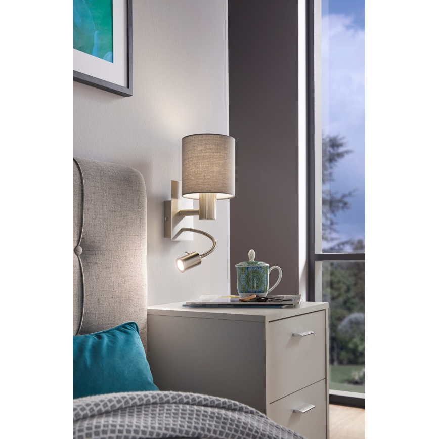 Eglo - LED Fleksibilna svjetiljka 1xE27/40W+LED/3,8W siva