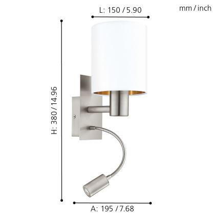 Eglo - LED Zidna svjetiljka 1xE27/40W+LED/3,8W bijela