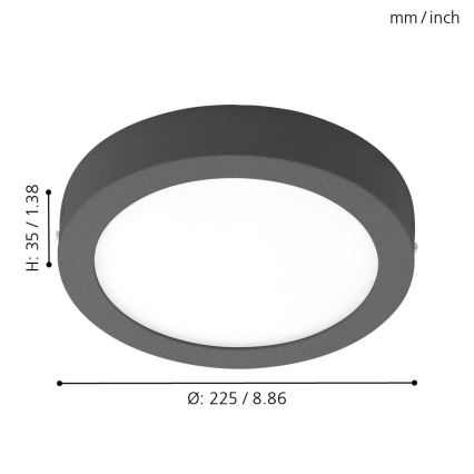 Eglo - LED Vanjska stropna svjetiljka LED/16,5W/230V IP44