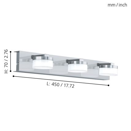 Eglo - LED Prigušiva zidna svjetiljka za kupaonicu 3xLED/7,2W/ IP44