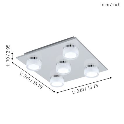 Eglo - LED Prigušiva stropna svjetiljka za kupaonicu 5xLED/7,2W/ IP44