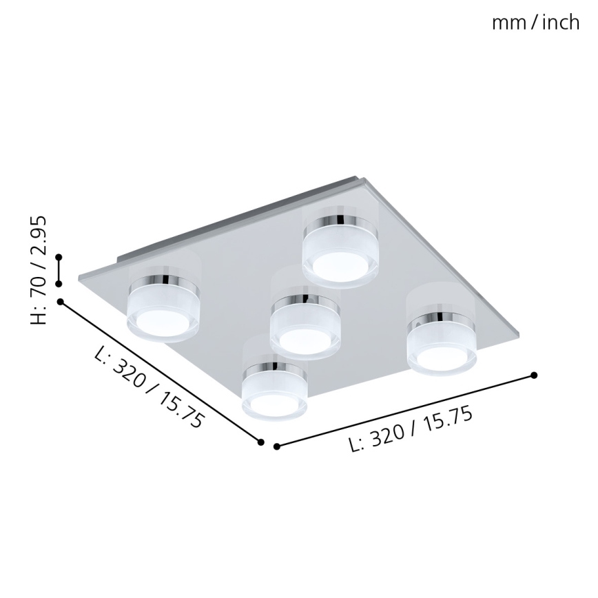 Eglo - LED Prigušiva stropna svjetiljka za kupaonicu 5xLED/7,2W/ IP44