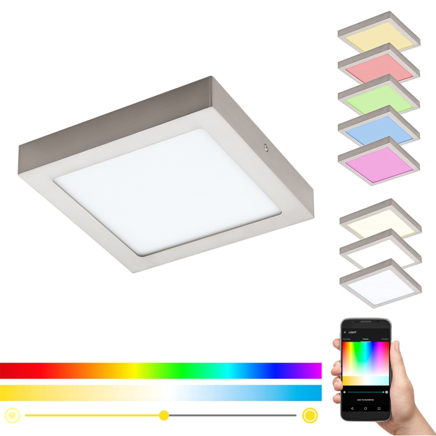 Eglo - LED RGBW prigušivo stropno svjetlo FUEVA-C LED/15,6W/230V Bluetooth 22,5x22,5 cm
