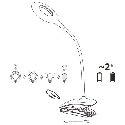 Eglo - LED lampa s prigušivanjem i kopčom LED/3W/5V 500 mAh bijela