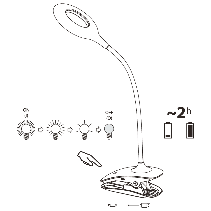 Eglo - LED lampa s prigušivanjem i kopčom LED/3W/5V 500 mAh bijela