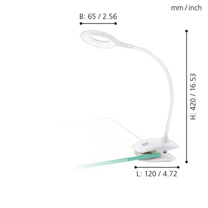 Eglo - LED prigušivačka s kopčom 1xLED/3W/5V 500 mAh bijela