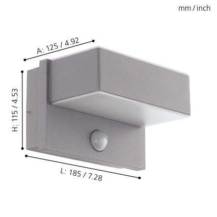 Eglo - LED Vanjsko zidno svjetlo sa senzorom 2xLED/5,6W/230V