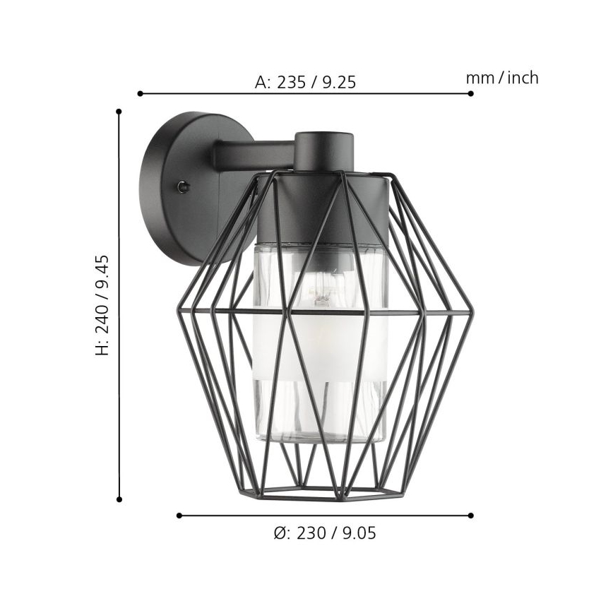 Eglo - Vanjska zidna svjetiljka 1xE27/60W/230V IP44