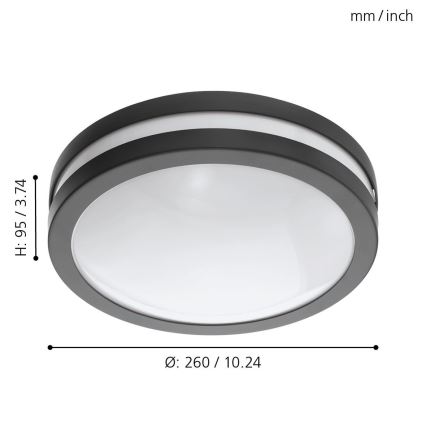 Eglo - LED Prigušiva stropna svjetiljka za kupaonicu LOCANA-C LED/14W/230V Bluetooth IP44 antracit