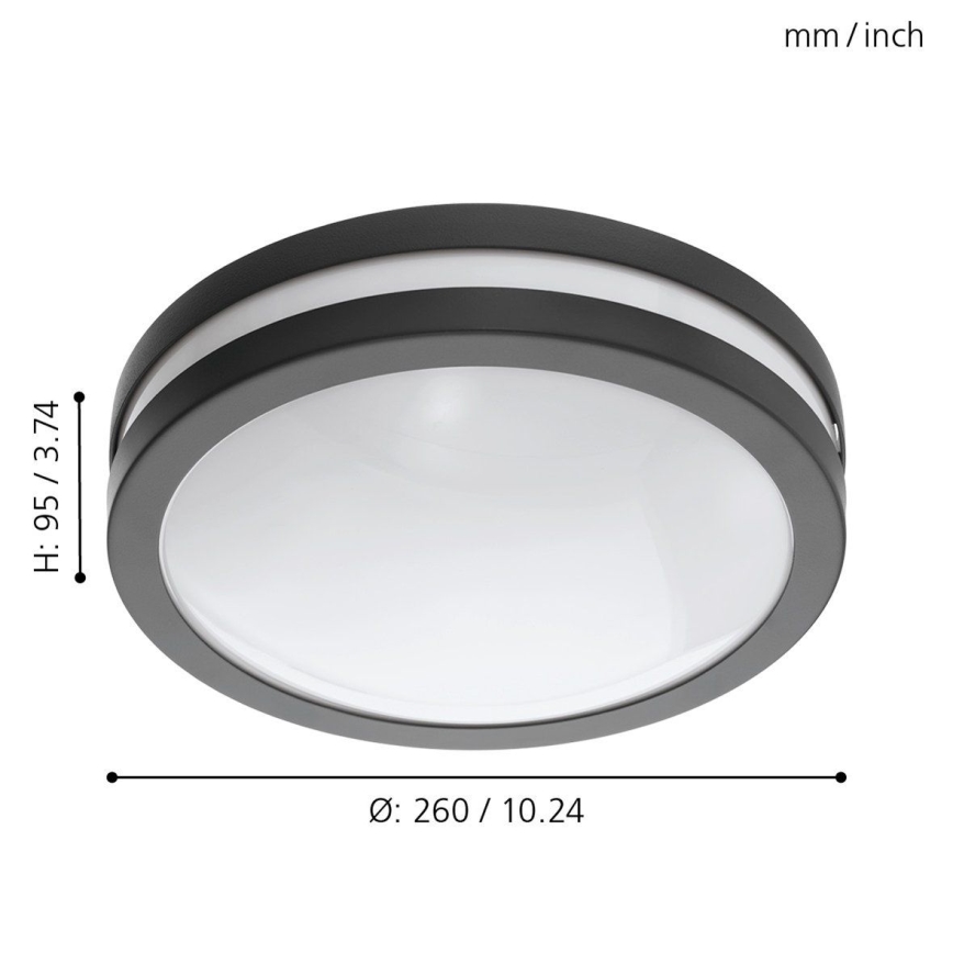 Eglo - LED Prigušiva stropna svjetiljka za kupaonicu LOCANA-C LED/14W/230V Bluetooth IP44 antracit