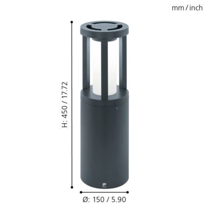 Eglo 97252 - vanjska LED svjetiljka GISOLA LED/12W/230V IP44 450 mm