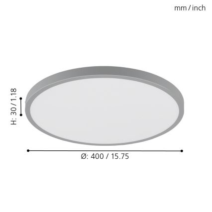 Eglo - LED Stropna svjetiljka 1xLED/25W/230V srebrna okrugli 4000K