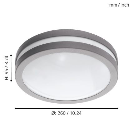 Eglo 97299 - LED svjetlo za kupaonicu LOCANA-C LED/14W, s mogućnošću prigušivanja, srebrno, IP44