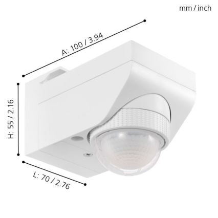 Eglo 97466 - Vanjski senzor pokreta i sumraka DETECT ME 4 12 m bijela IP44