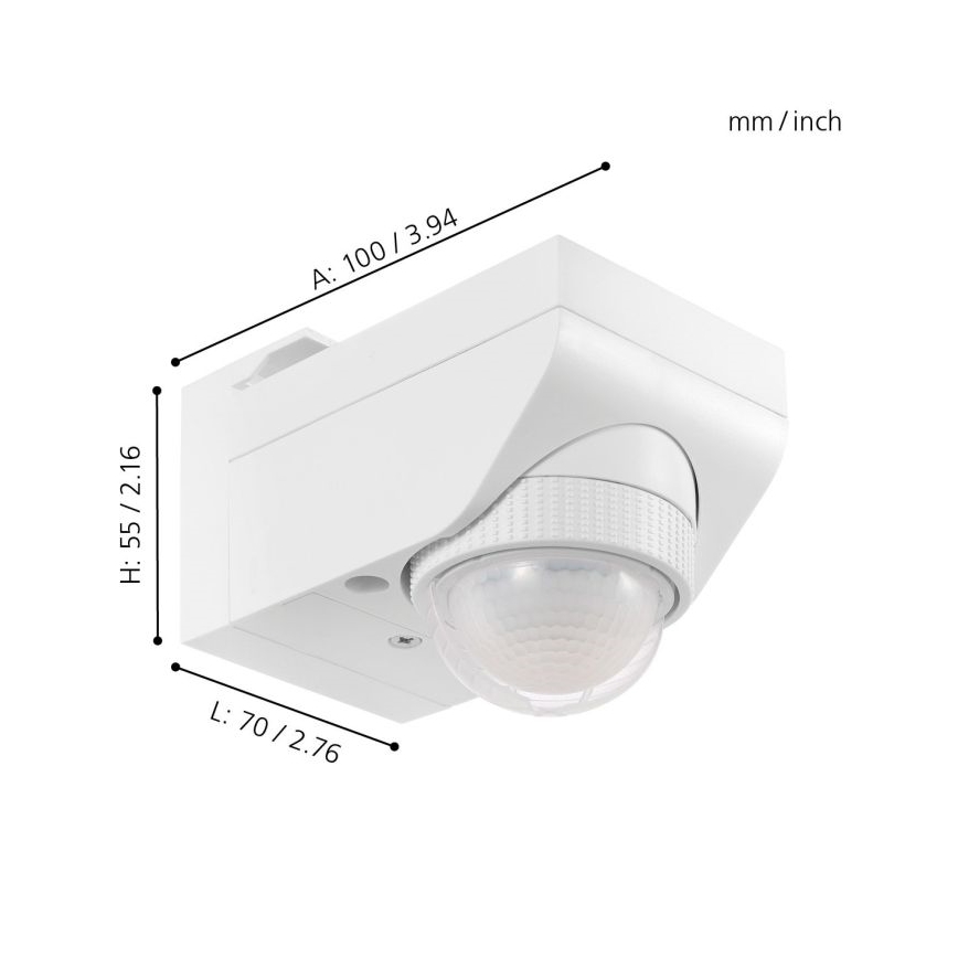 Eglo 97466 - Vanjski senzor pokreta i sumraka DETECT ME 4 12 m bijela IP44