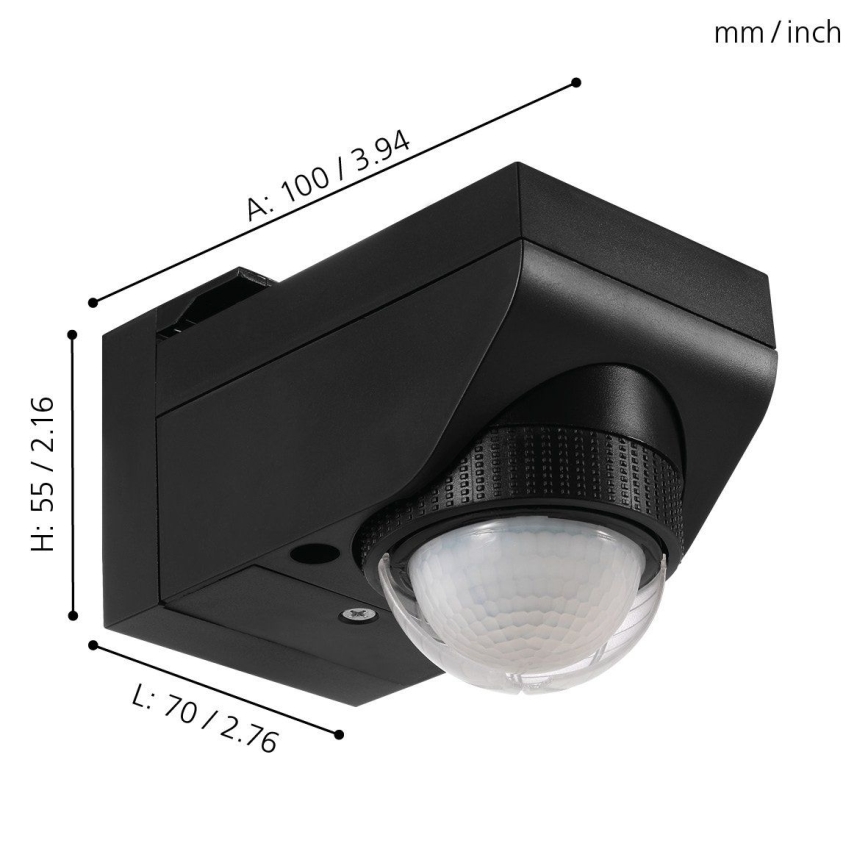 Eglo 97467 - Vanjski senzor pokreta i sumraka DETECT ME 4 12 m crna IP44