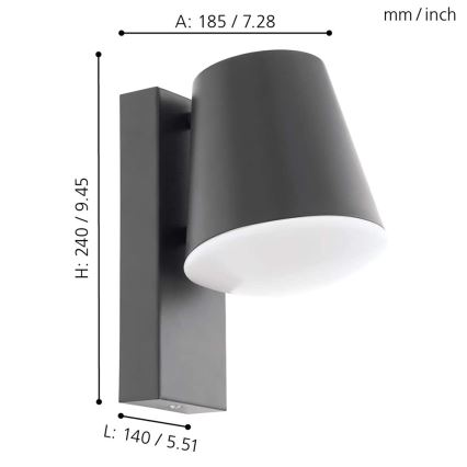 Eglo - LED Prigušiva vanjska zidna svjetiljka CALDIERO-C 1xE27/9W/230V IP44