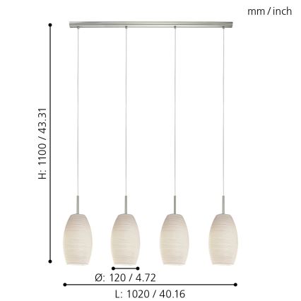 Eglo - Luster na sajli 4xE27/40W/230V