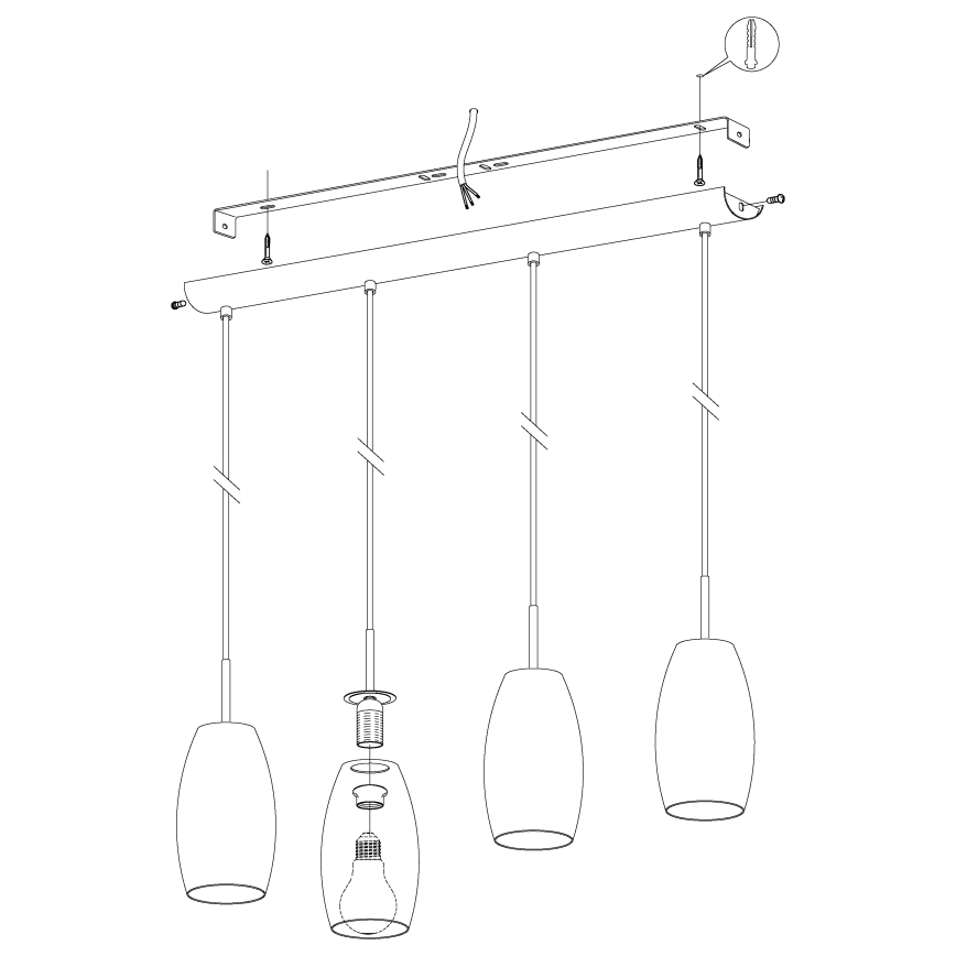 Eglo - Luster na sajli 4xE27/40W/230V