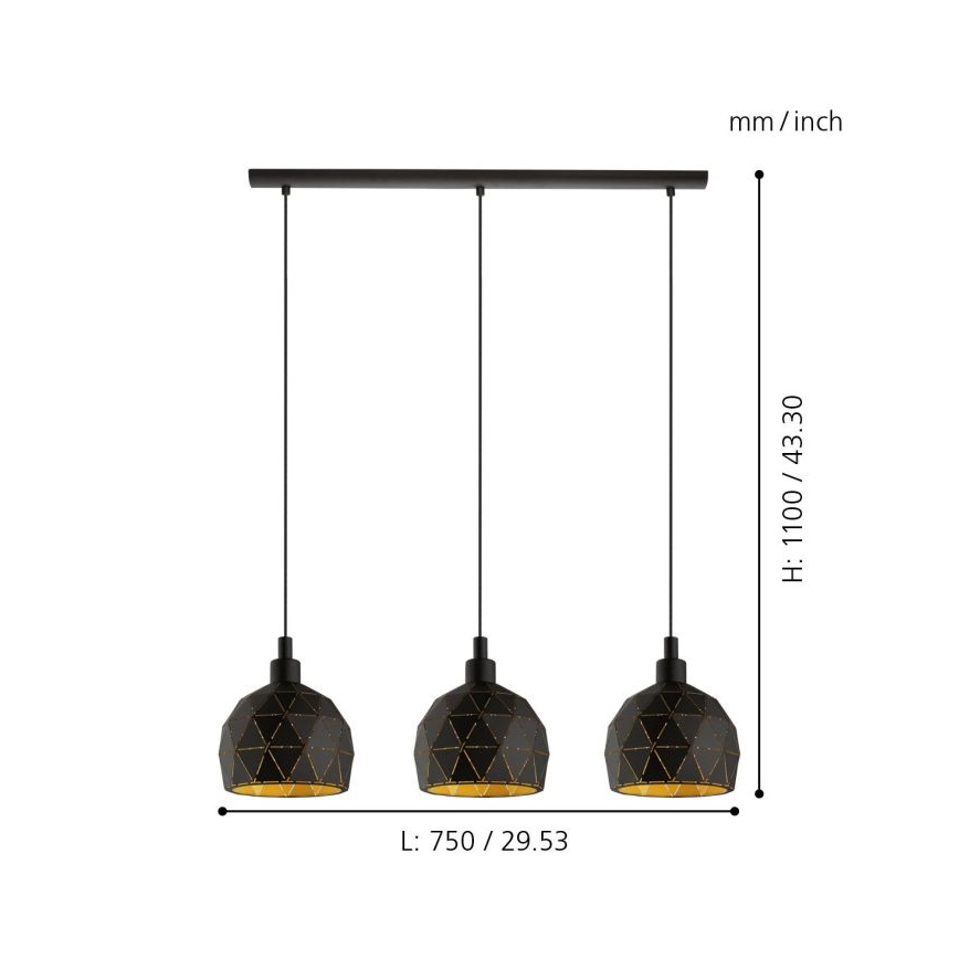 Eglo - Luster na sajli 3xE14/40W/230V