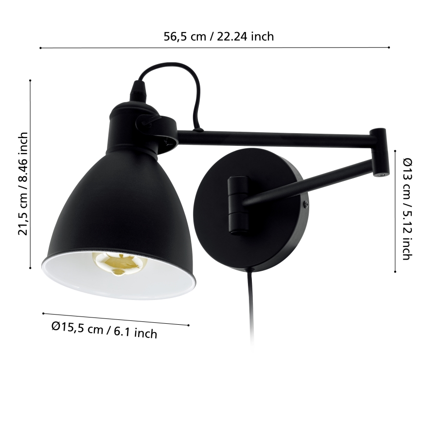 Eglo - Zidna svjetiljka 1xE27/10W/230V