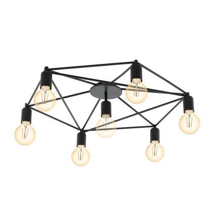 Eglo - Prikačeni luster 7xE27/60W/230V crna