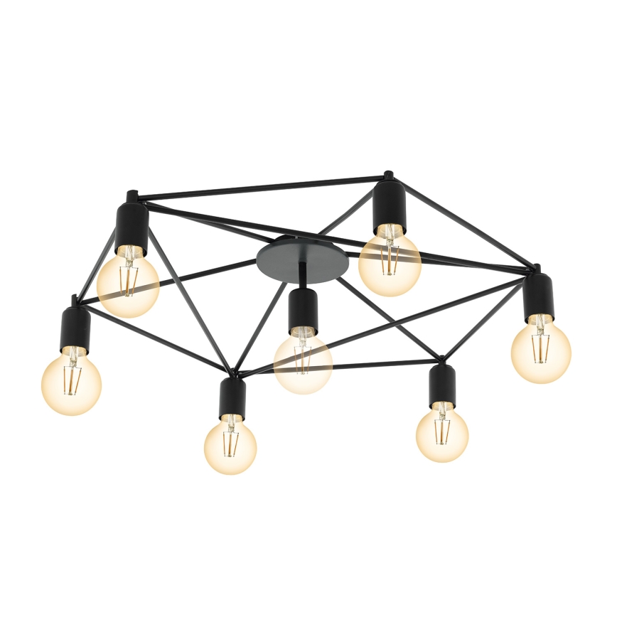 Eglo - Prikačeni luster 7xE27/60W/230V crna