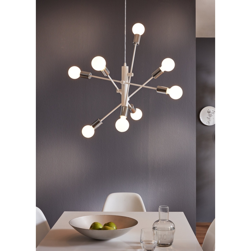 Eglo - Luster na sajli 8xE27/60W/230V bijela