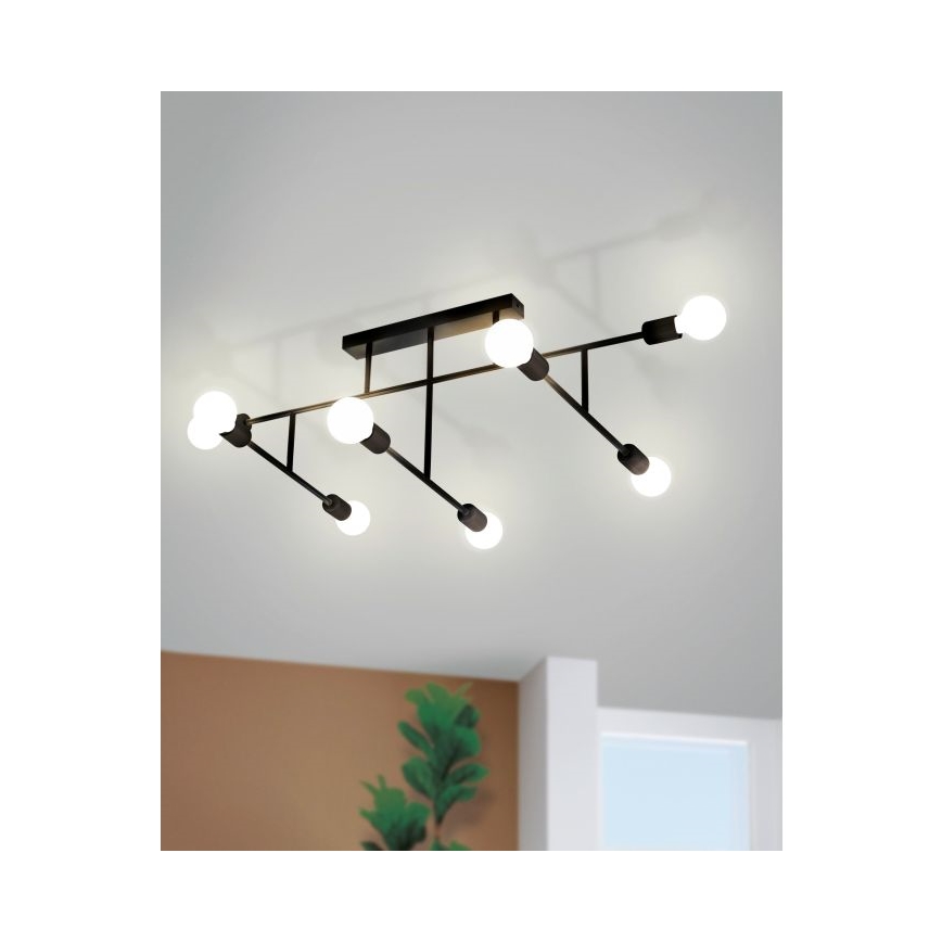 Eglo - Nadgradni luster 8xE27/40W/230V crna