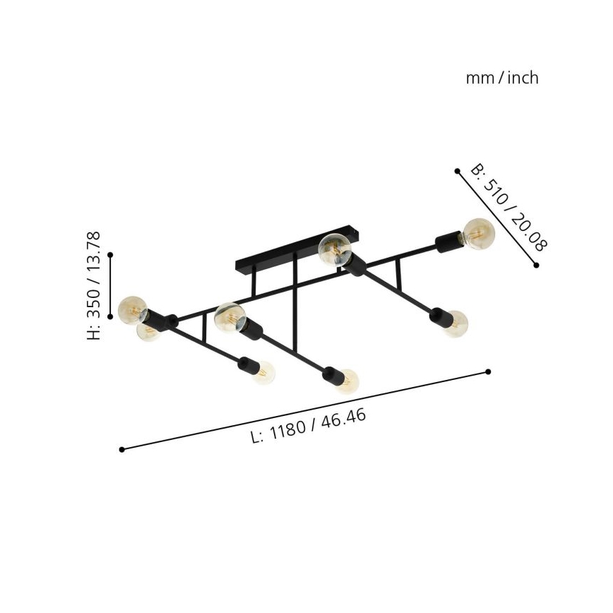 Eglo - Nadgradni luster 8xE27/40W/230V crna